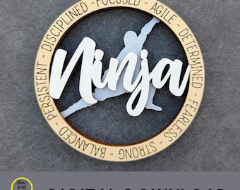 Ninja-svg - ornament of autobedel svg - cadeau voor ninjastrijder - lasergesneden bestand knippen en scoren, Glowforge-svg