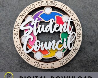 Student Council SVG, Ornament or car charm cut file, cut and score digital download