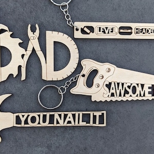 Father's day svg bundle, Dad Keychain svg, Tool lover gift, DIY paint kit, Designed for Glowforge, ai svg dxf pdf, Hammer Level Saw Hardware