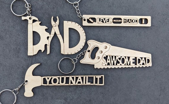 Father's day svg bundle, Dad Keychain svg, Tool lover gift, DIY paint kit, Designed for Glowforge, ai svg dxf pdf, Hammer Level Saw Hardware