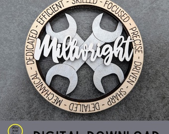 Millwright svg - Tradesman ornament or car charm digital download - SVG, AI, PDF