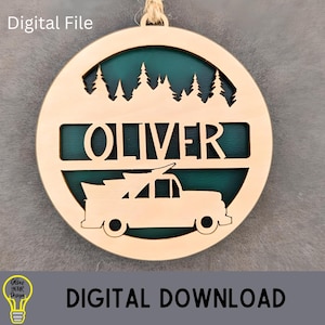 Christmas tree farm ornament svg, Personalized name holiday ornament svg, Rustic Charm svg, Cut and score laser cut file tested on Glowforge