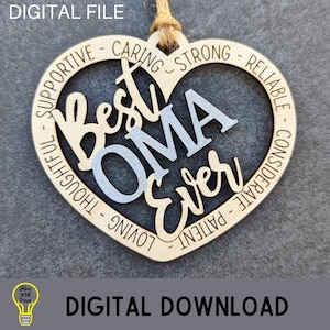 El mejor adorno para abuela de todos los tiempos, adorno para coche, adorno para abuela, regalo para abuelo, adorno de corazón, Glowforge, archivo digital de regalo para abuela