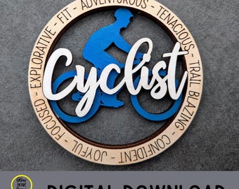 Cyclist svg, Bicycle rider gift. Bike Ornament or Car charm laser cut file, Digital Download
