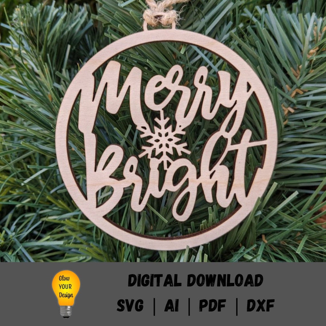 Download Merry and Bright svg Ornament SVG Winter decor svg | Etsy