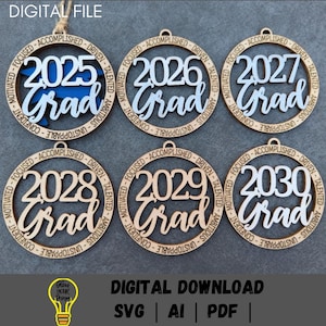 Pacote svg da turma de 2025-2030, arquivo digital de enfeite de formatura, presente para formandos, download do Glowforge inclui 2025, 2026, 2027, 2028, 2029, 2030
