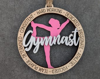 Gymnastics svg, Gift for gymnast DIGITAL FILE - Ornament or Car charm svg - Male or female gymnast - Laser cut file tested on Glowforge