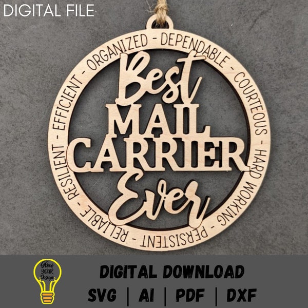 Mail Carrier gift svg, Best Mail carrier ever Digital File, Mailman gift, Car charm svg, Cut and score Glowforge Digital Download