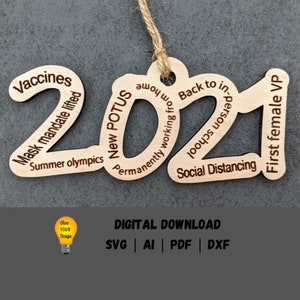 Digital Download Designed for Glowforge 2021 Year in Review Gift Tag svg 2021 commemorative gift 2021 ornament svg