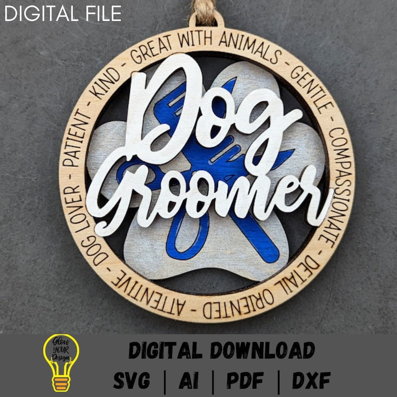 Dog Groomer Svg Pet Groomer DIGITAL FILE Ornament or Car Etsy