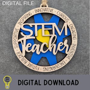 STEM-leraar svg, cadeau voor Science Engineering Technology Wiskundeleraar of professor, auto charme ornament DIGITAAL BESTAND, Score & Cut laserbestand