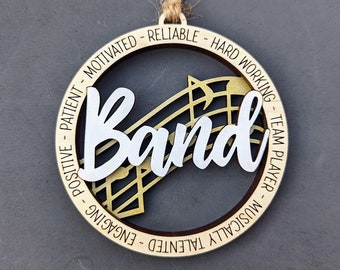 Band svg, Ornament or car charm svg for high school band member, Can be personalized, Cut & score laser cut file designed for Glowforge,