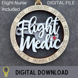 Médico de voo e enfermeira de voo svg, ornamento ou pingente de carro svg, presente para médico de voo ou enfermeira, arquivo cortado a laser testado no Glowforge