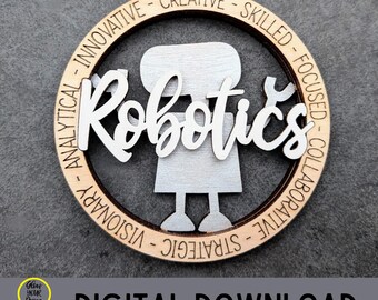 Robotics svg, Ornament or car charm svg for robotics member, Cut & score laser file