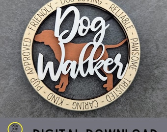 Dog Walker svg, Pet sitter digital file, Ornament or Car charm svg, dog lover gift laser cut file