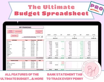 Ultimate Budget PRO, Roczny zapas budżetów, Arkusz kalkulacyjny budżetu, Budżet w programie Excel, Arkusz kalkulacyjny budżetu, Karta transakcji w programie Excel, Wspólny budżet