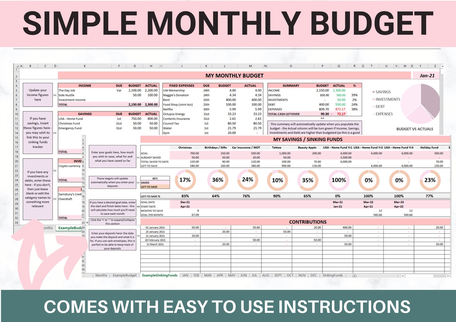 Year Supply of Budgets Budget Spreadsheet Excel Budget Etsy