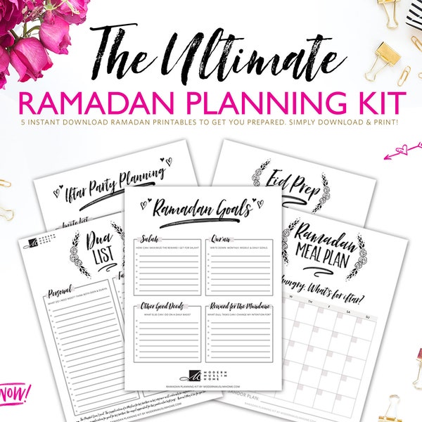 Ultimate Ramadan Planning Kit Download [DIGITAL DOWNLOAD], Ramadan Planner, Ramadan Meal Plan, Dua List, Iftar Printable, Modern Muslim Home