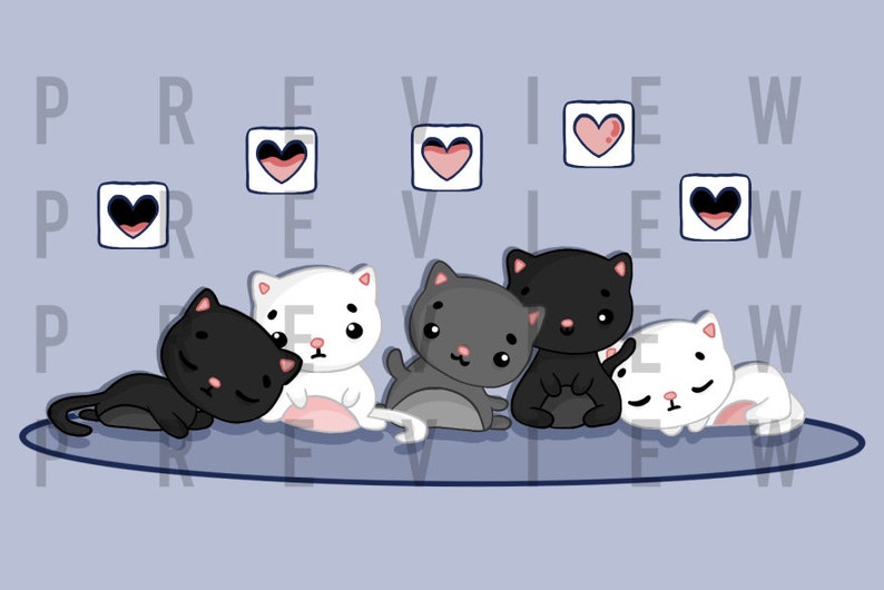 print 10x15cm Illustration of cute cats