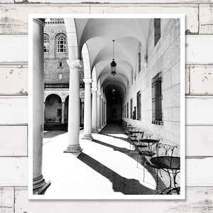 Printable photography, digital download photography, travel prints, black and white wall decor, travel photography, boston library print