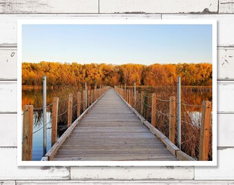 Printable photography, digital download photography, travel prints, wall decor, travel photography, wood lake, bridge, fall colors