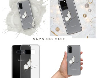 Funda para teléfono Samsung Galaxy 10,20,21,22, funda para teléfono mariposa, funda con cita inspiradora, funda para teléfono estética