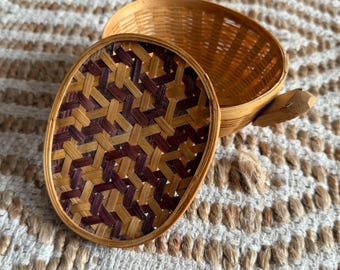 RARE Handwoven Longaberger Basket With Lid and Swing Handle