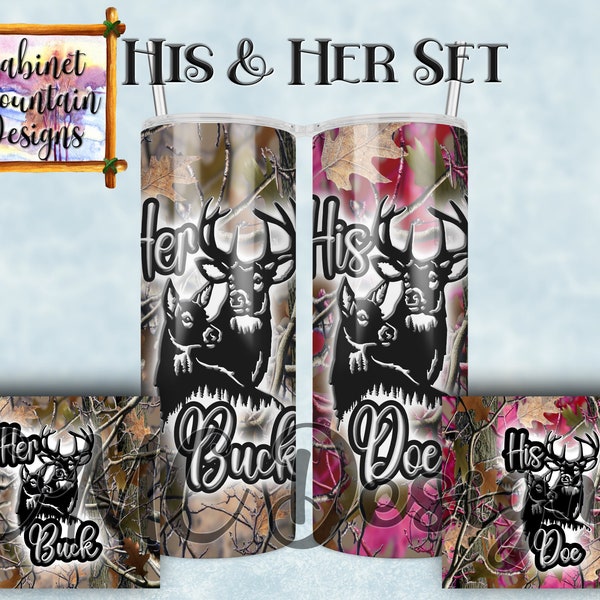 His and hers, buck and doe, 20oz tumbler design