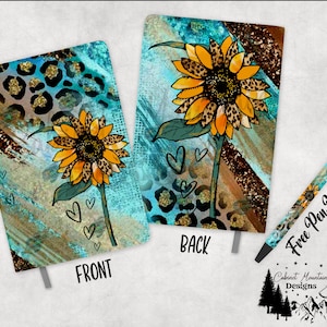 Sunflower, leopard, no words , A5 sublimation Journal and pen design