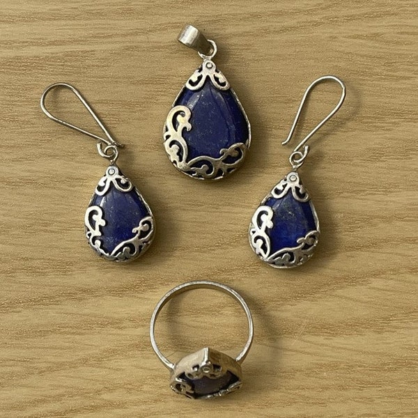 Authentic Afghan Handmade Lapis Lazuli Jewellery In 925 Sterling Silver Made By Afghan Artists