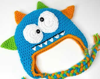 Crochet PATTERN ONLY | Crochet Monster Beanie with or without earflaps | Easy Monster beanie PDF Pattern Only | Original Crochet Pattern