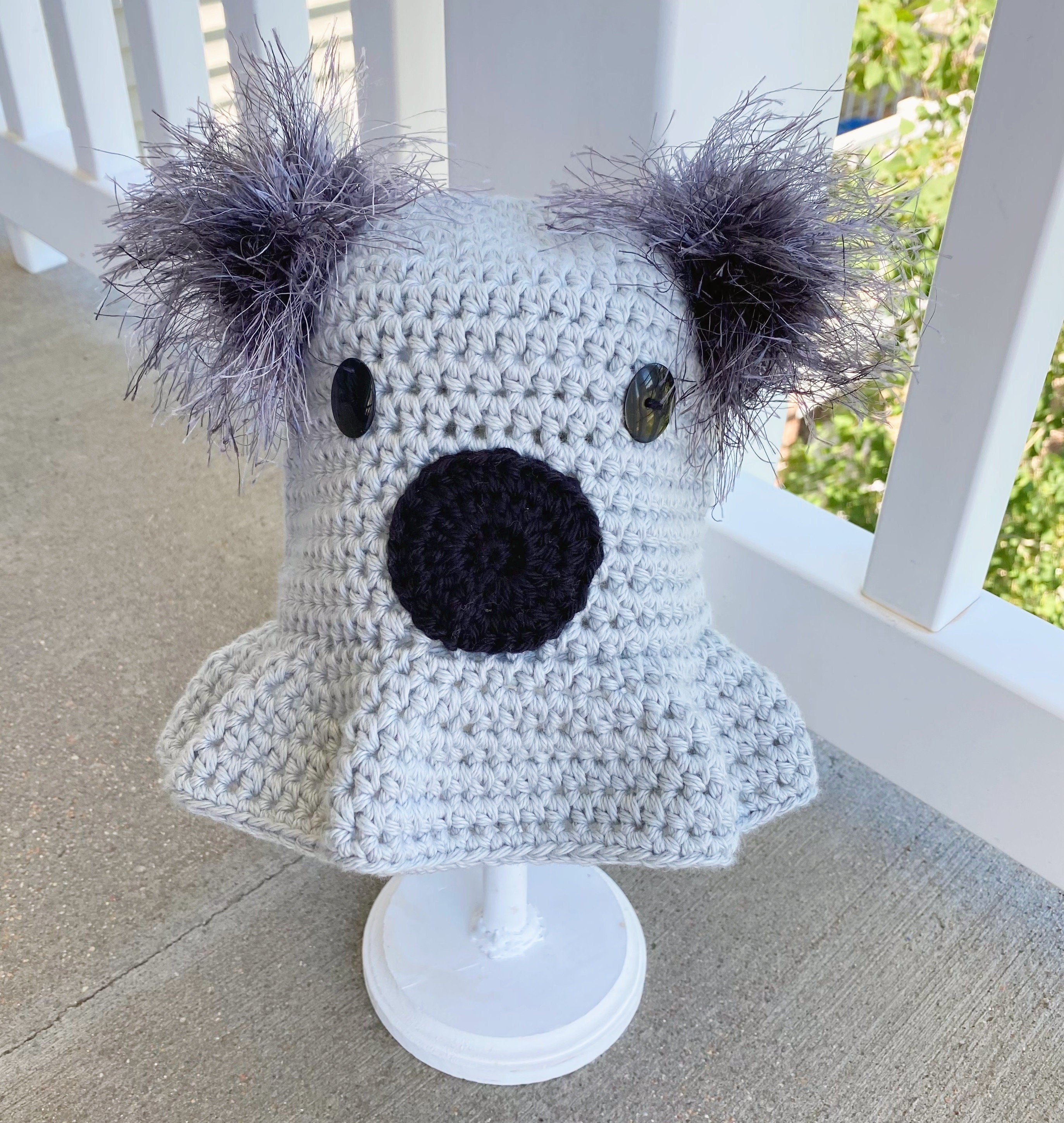 Crochet Koala Bucket hat made with cotton