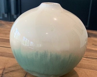 Crystalline and Matte Brushed Glaze Small Ball Vase Signed and Numbered