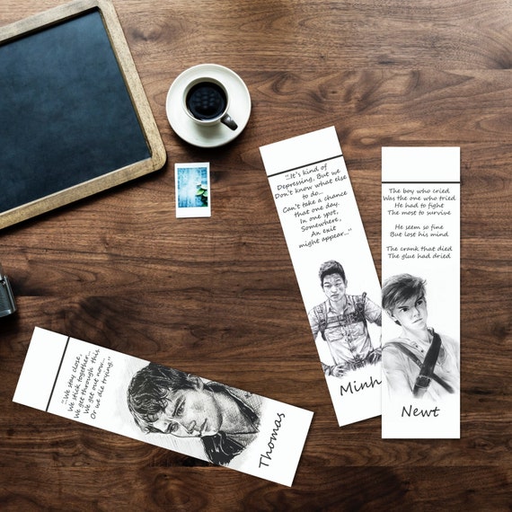 the maze runner handmade bookmark book marks thomas newt etsy