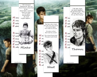 handmade book marks book marks thomas newt minho book etsy
