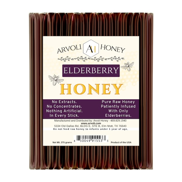 Elderberry Infused Honey Sticks (50 pack)