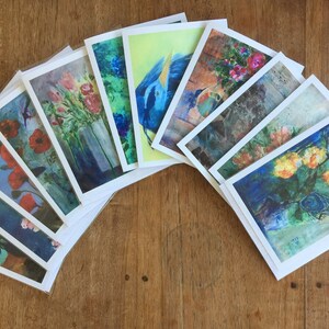 Set of 5 Greeting cards floral cards abstract painting cards printed artwork cards flowers