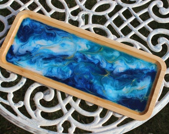 Bamboo Tray With Marble Effect | Heat and Scratch Resistant | Customisable | Made To Order