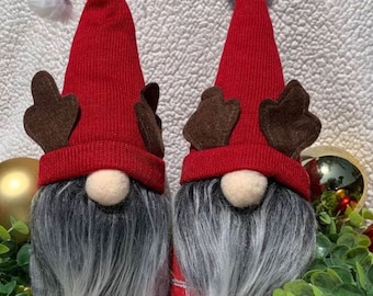 Christmas Gnomes dolls shelf sitters or Tiered Tray accents. Set of 2 Reindeer gnomes plush Reindeer Decor Scandinavian Christmas Decor