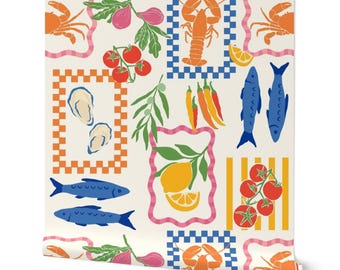 Mediterranean Sunny Seaside Market Lobsters Sardines & Citrus Figs