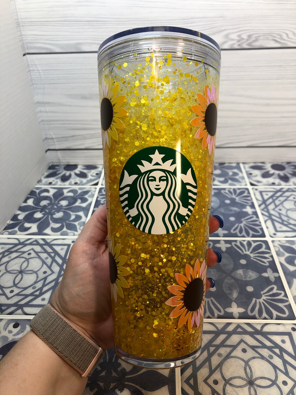Sunflower 24oz Glitter Globe Tumbler Etsy