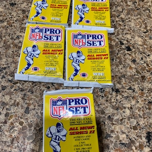 1990 Pro Set Series 2 Football Wax Pack lotto di 5 confezioni