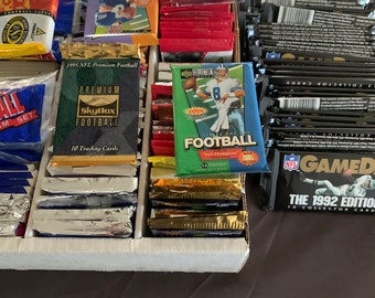 Wholesale Lot of Unopened FOOTBALL Cards in Wax Packs - Vintage 200 Card Lot
