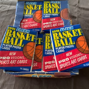 Scatola vintage per hobby da basket Fleer del 1991/92. (Lotto da 1 confezione).