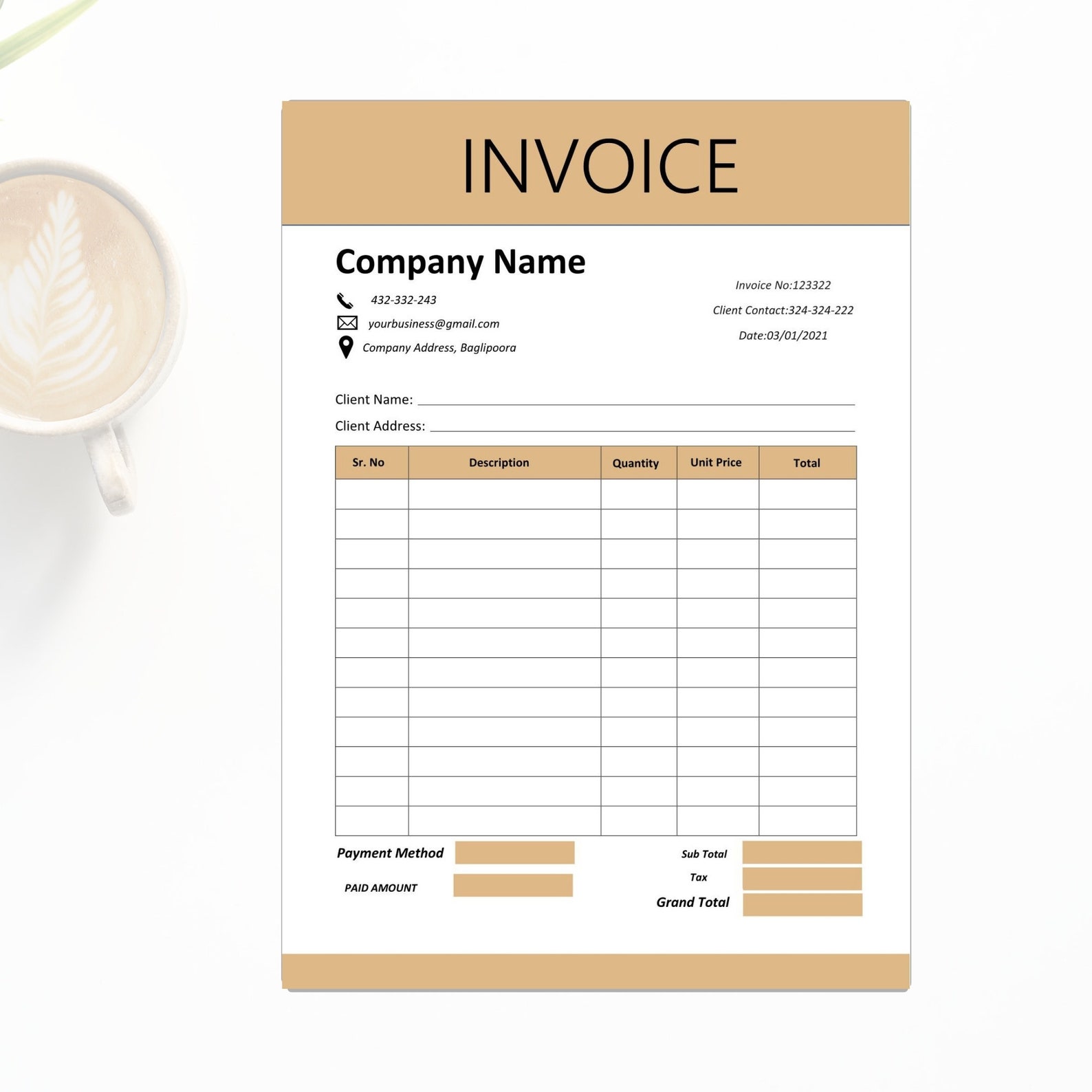 editable simple invoice form template modern printable etsy