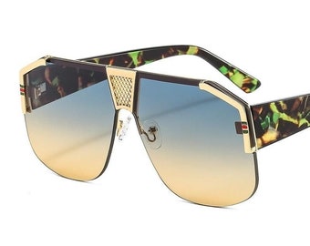 Hot Big Thick Flat Top Vintage Shadow Fashion DIVA Large Aviator Sunglasses 7216 