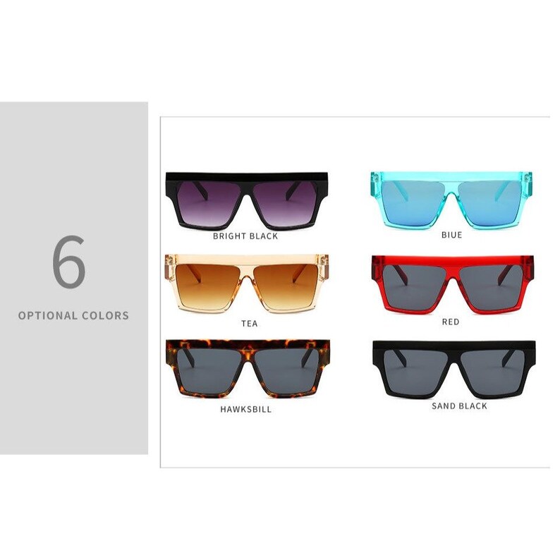 Vintage Oversized Flat Top Sunglasses Men Square Shape New Etsy