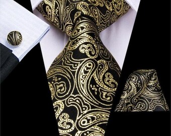 Homme Vert Mousse Argent & Noir Cravate Fleur Mariage Paisley Soie Floral Hanky Homme Vert Mousse Argent & Noir Cravate Fleur Mariage Paisley Soie Floral Hanky