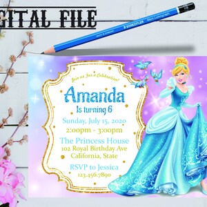 Cinderella Invitation - Cinderella Birthday Party - Personalized - Cinderella Printable - Digital File Only