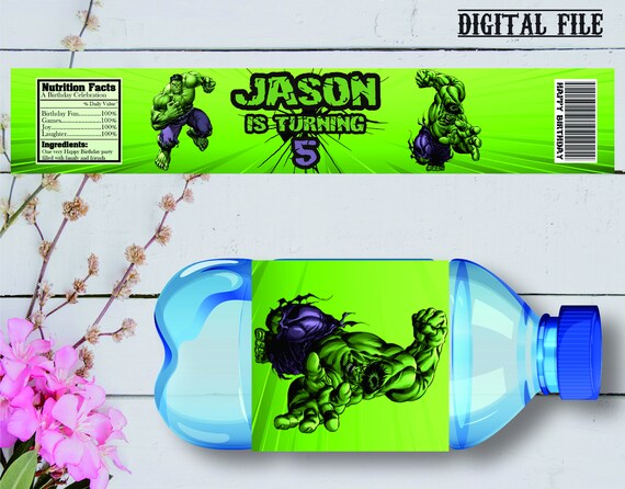 Hulk Water Bottle Labels 